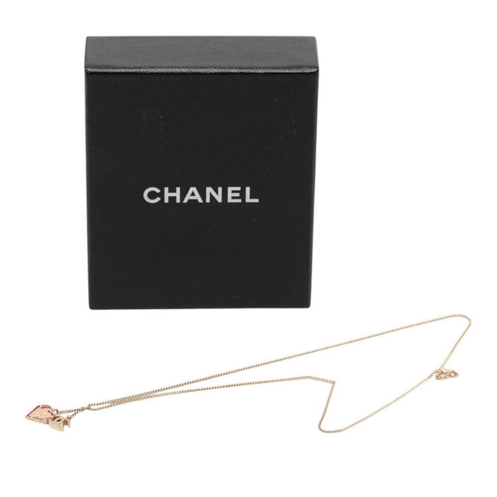 Chanel Coco Mark Heart Pendant Necklace 05P Gold Multicolor Plated Women's CH... - Picture 7 of 7